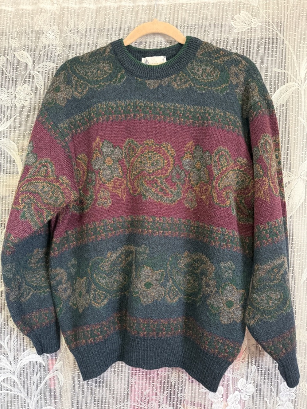 Vintage London Fog Paisley Wool Sweater